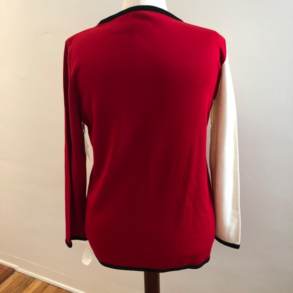 Acrylic Red n Cream Black Outline Sweater - Picture 3 of 7
